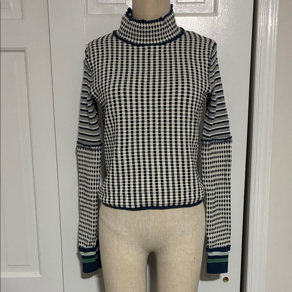 Free People Checkered Turtleneck Sweater